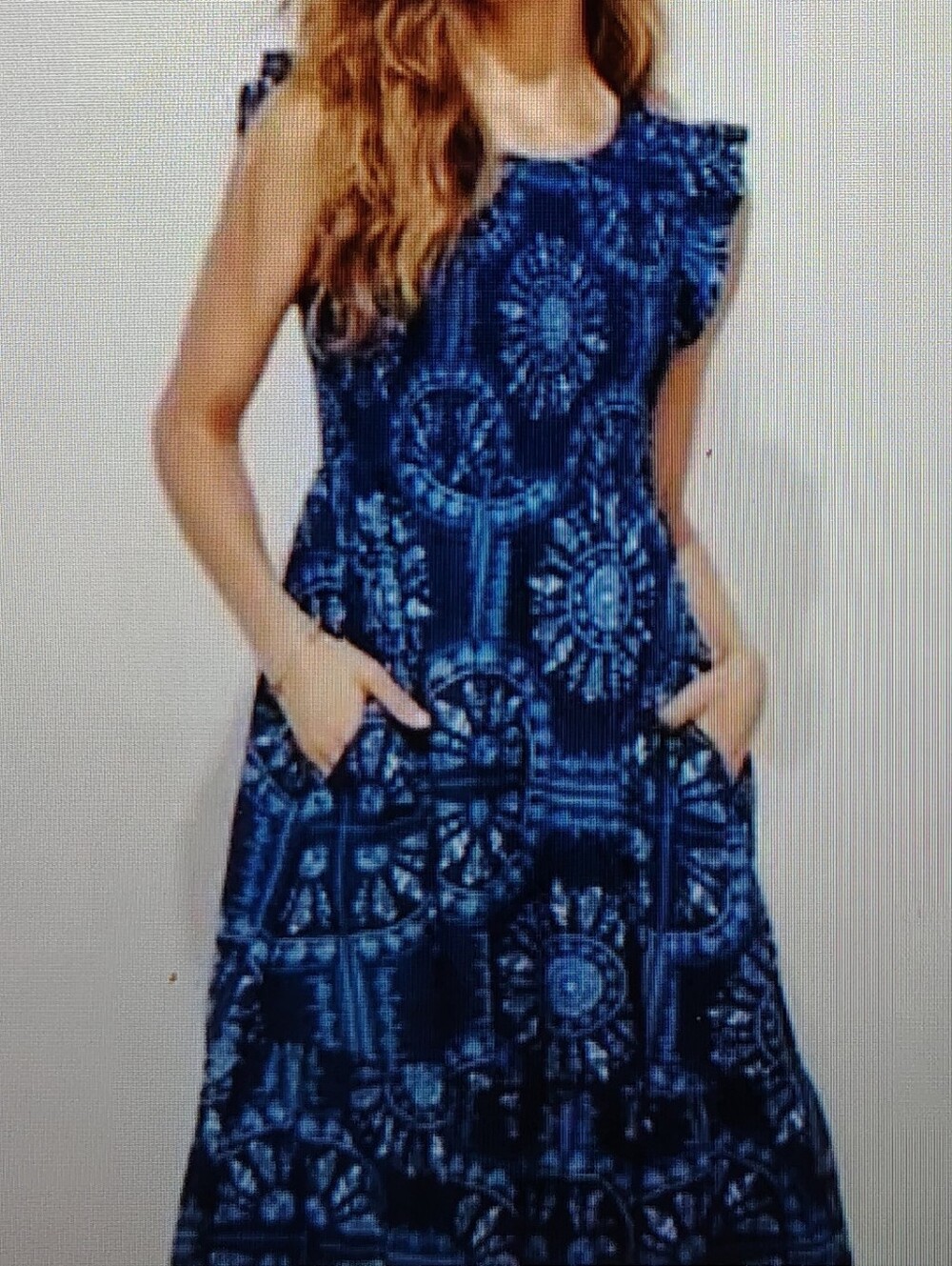 Vineyard Vines Sleeveless Blue Scarf Print Long  'Deep Bay' Dress Sz S